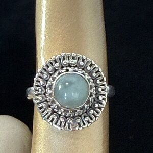 925 Silver and Aquamarine Ring